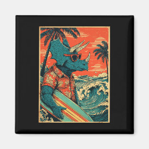 Retro Surfen Dinosaurier Hawaii Sommer Triceratops Magnet
