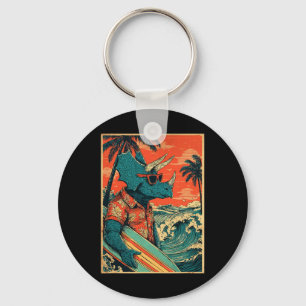 Retro-Surfen-Dinosaurier-Hawaii-Sommer-Triceratops Schlüsselanhänger