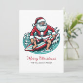 Retro Surfen Santa Tropical Vibes Feiertagskarte (Stehend Vorderseite)
