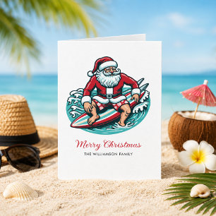 Retro Surfen Santa Tropical Vibes Feiertagskarte