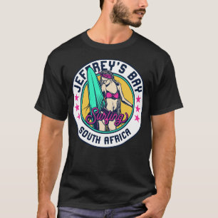 Retro Surfer Babe Abzeichen Jeffreys Bay Südafrika T-Shirt
