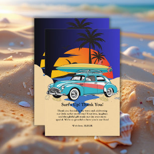 Retro Surfer Car Babydusche Dankeskarte