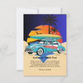 Retro Surfer Car Babydusche Dankeskarte (Vorderseite)