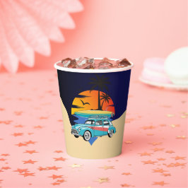 Retro Surfer Car Babydusche Pappbecher