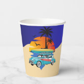 Retro Surfer Car Babydusche Pappbecher (Rückseite)