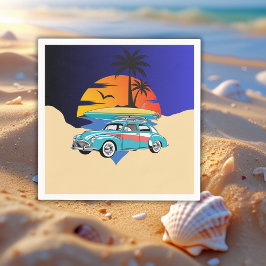 Retro Surfer Car Babydusche Serviette
