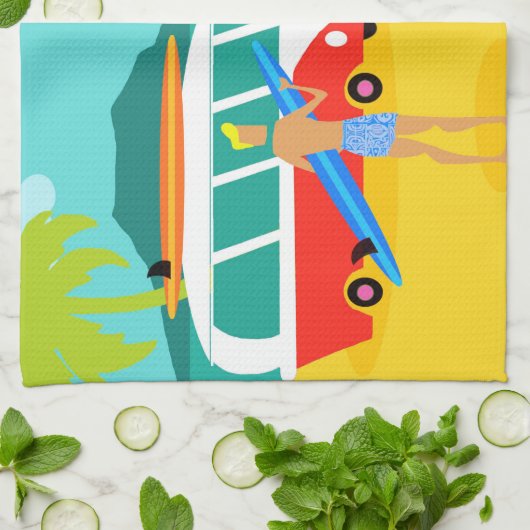 Retro Surfer Coupé Küchentuch (Gefaltet)