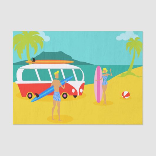 Retro Surfer Couple Tissue Seidenpapier (Vorderseite)