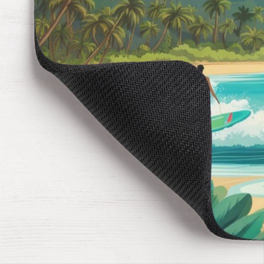 Retro Surfer in Hawaii Mousepad (Ecke)