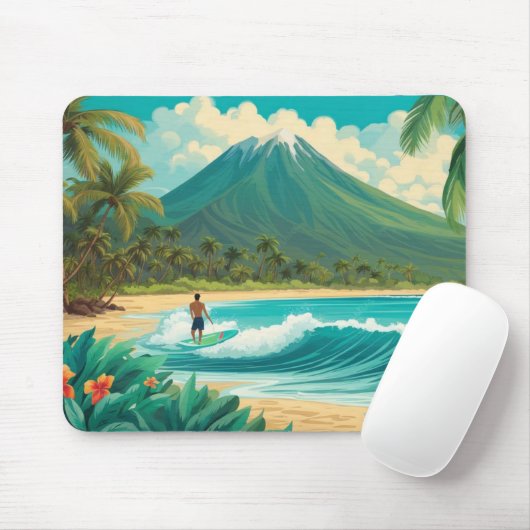 Retro Surfer in Hawaii Mousepad (Mit Mouse)