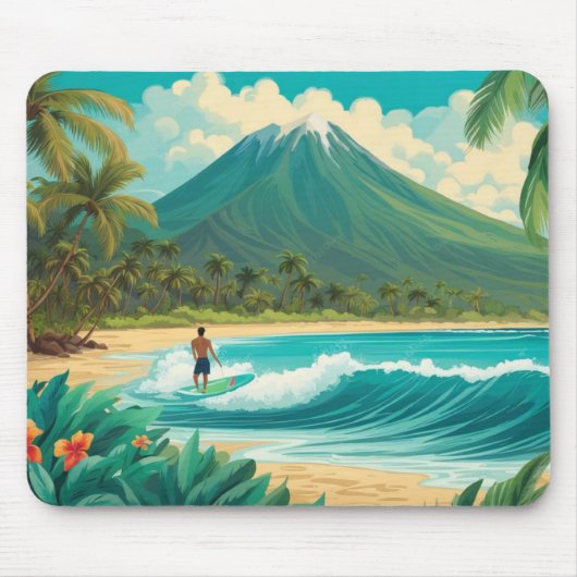 Retro Surfer in Hawaii Mousepad (Vorne)