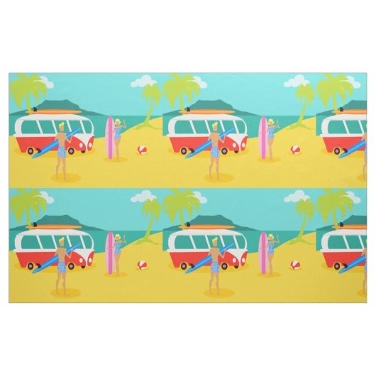 Retro Surfer-Paar-Gewebe Stoff (Fat Quarter (45,7 x 55,9 cm))