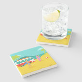 Retro Surfer-Paar-Stein-Untersetzer Steinuntersetzer (Seitenansicht)