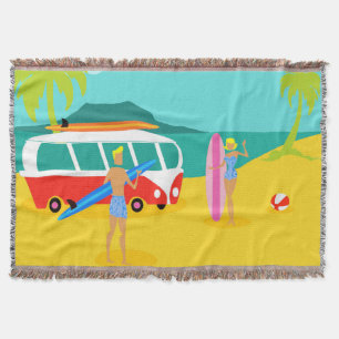 Retro Surfer-Paar-Wurfs-Decke Decke