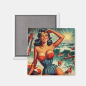 Retro-Surfer-Pin-up Magnet (Vorderseite/Rückseite)
