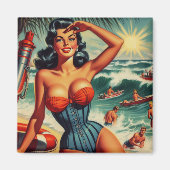Retro-Surfer-Pin-up Magnet (Vorne)