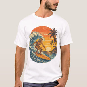 Retro-Surfer-Sonnenuntergang-Grafik Herren T-Shirt