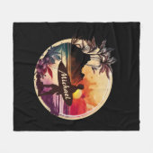Retro Surfer Sunset Beach Fleecedecke (Vorderseite (Horizontal))