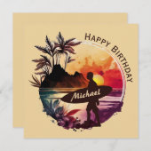 Retro Surfer Sunset Beach Geburtstagkarte Dankeskarte (Vorne/Hinten)