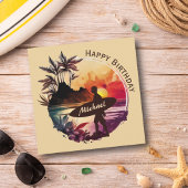 Retro Surfer Sunset Beach Geburtstagkarte Dankeskarte