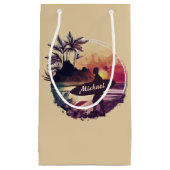 Retro Surfer Sunset Beach Kleine Geschenktüte (Vorderseite)