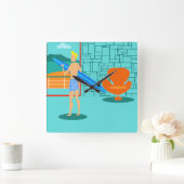 Retro-Surfer-Typ - Acrylwand Quadratische Wanduhr (Zuhause)