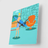 Retro-Surfer-Typ - Acrylwand Quadratische Wanduhr (Winkel)