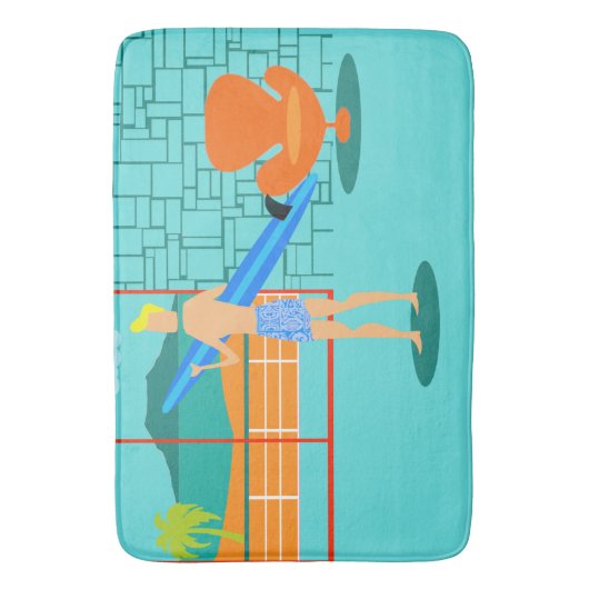 Retro Surfer Typ Badematte (Vorderseite Vertikal)