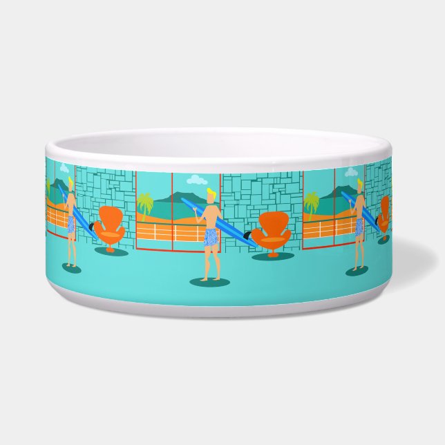 Retro Surfer Typ Keramik Pet Bowl Napf (Vorderseite)