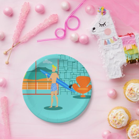 Retro Surfer-Typ-Papier-Teller Pappteller (Party)