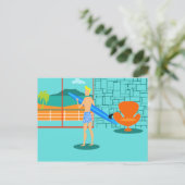 Retro Surfer Typ Postkarte (Stehend Vorderseite)