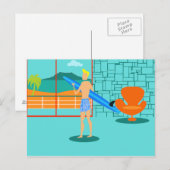 Retro Surfer Typ Postkarte (Vorne/Hinten)