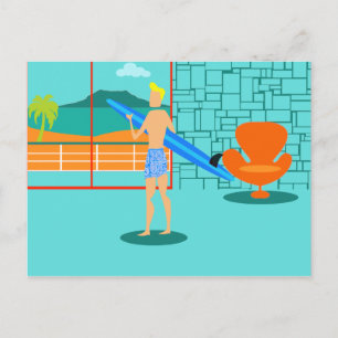 Retro Surfer Typ Postkarte