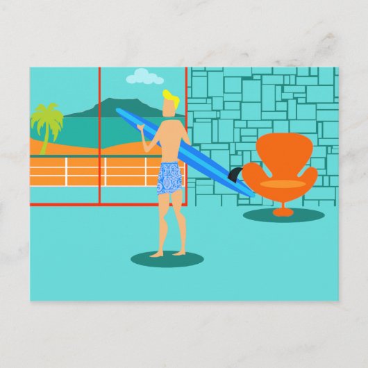 Retro Surfer Typ Postkarte (Vorderseite)