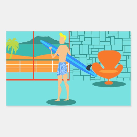 Retro Surfer Typ Sticker (Vorderseite)