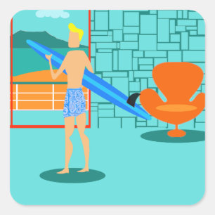 Retro Surfer Typ Sticker