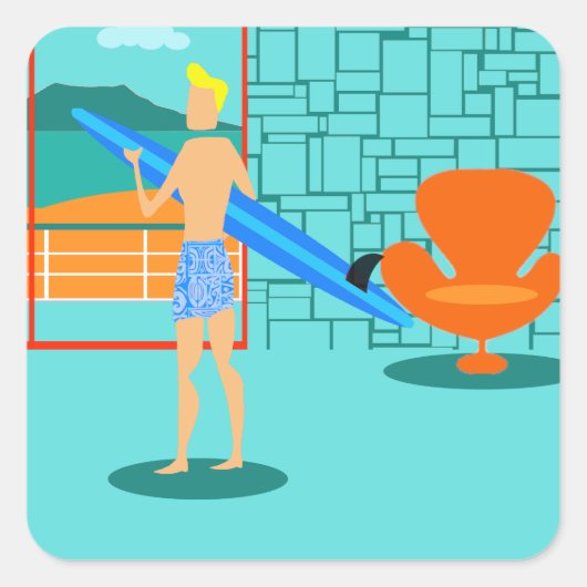 Retro Surfer Typ Sticker (Vorderseite)