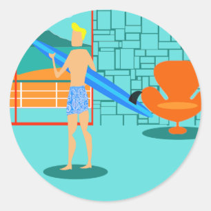 Retro Surfer Typ Sticker