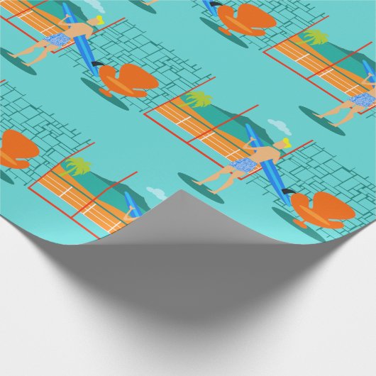Retro Surfer-Typ-Verpackungs-Papier Geschenkpapier (Ecke)