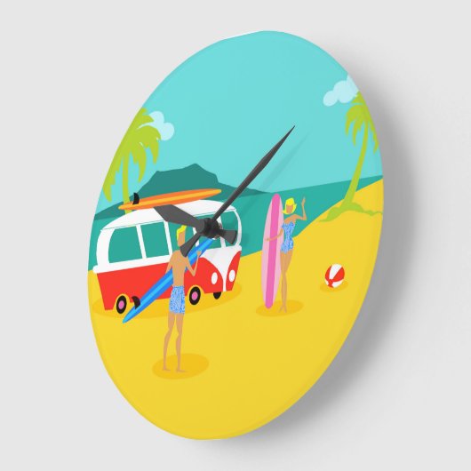 Retro-Surfer-Uhr - Acrylwand Große Wanduhr (Winkel)