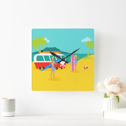 Retro-Surfer-Uhr - Acrylwand Quadratische Wanduhr (Zuhause)