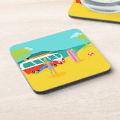 Retro-Surfer-Untersetzer aus Hartkunststoff Getränkeuntersetzer (Linke Seite)