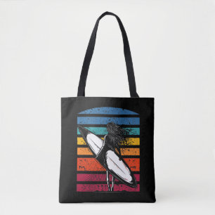 Retro-Surfergirl Grafik Strand-Surfbrett Frau Tasche