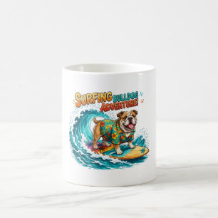 Retro-Surfing-Bulldog-Abenteuer - Vintage-Strand Kaffeetasse