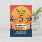 Retro Surfing - Einladung zum Geburtstag (Stehend Vorderseite)