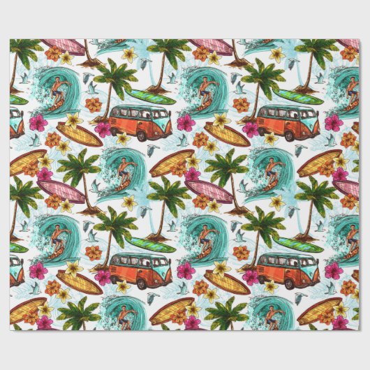 Retro Surfing Geschenkpapier (Flach)