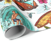 Retro Surfing Geschenkpapier (Rolleneckpunkt)