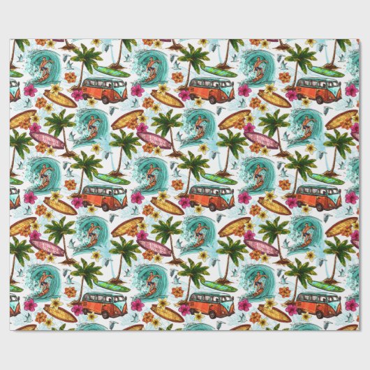 Retro Surfing Geschenkpapier (Flach)