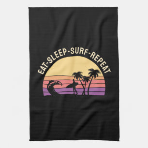 Retro Surfing Geschirrtuch