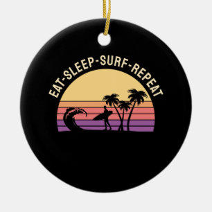 Retro Surfing Keramik Ornament